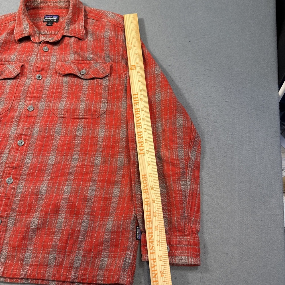 Patagonia Shirt Women MED Organic Fjord Flannel Work Casual FLAP POCKETS RED GRY - Picture 6 of 9